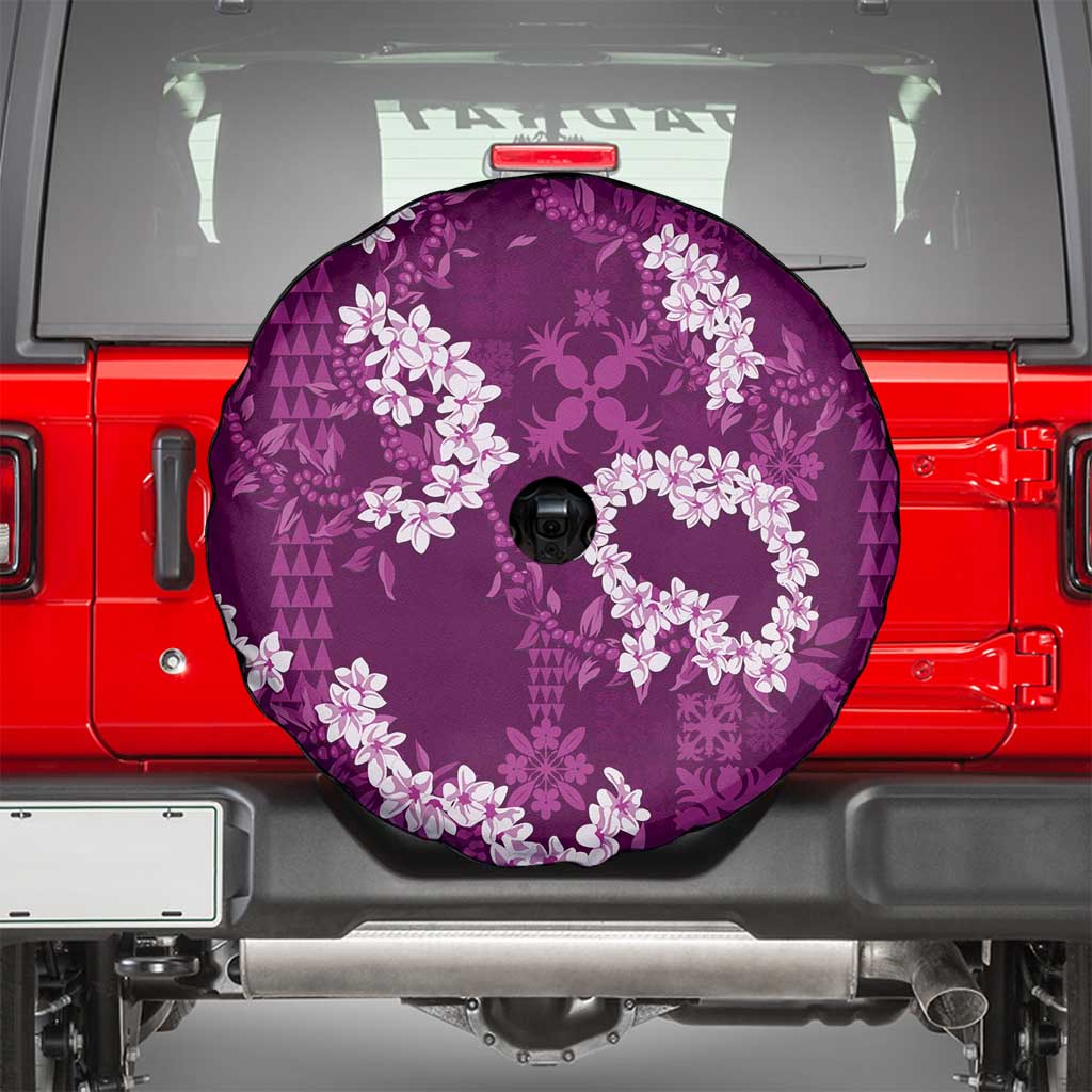 Mokihana Maile and Ilima Leis Spare Tire Cover Akala Hawaiian Tapa Quilt Pattern - Polynesian Pride