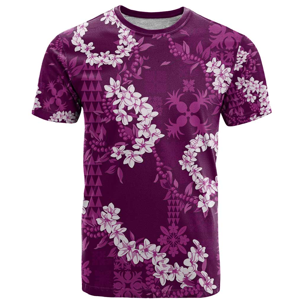 Mokihana Maile and Ilima Leis T Shirt Akala Hawaiian Tapa Quilt Pattern - Polynesian Pride