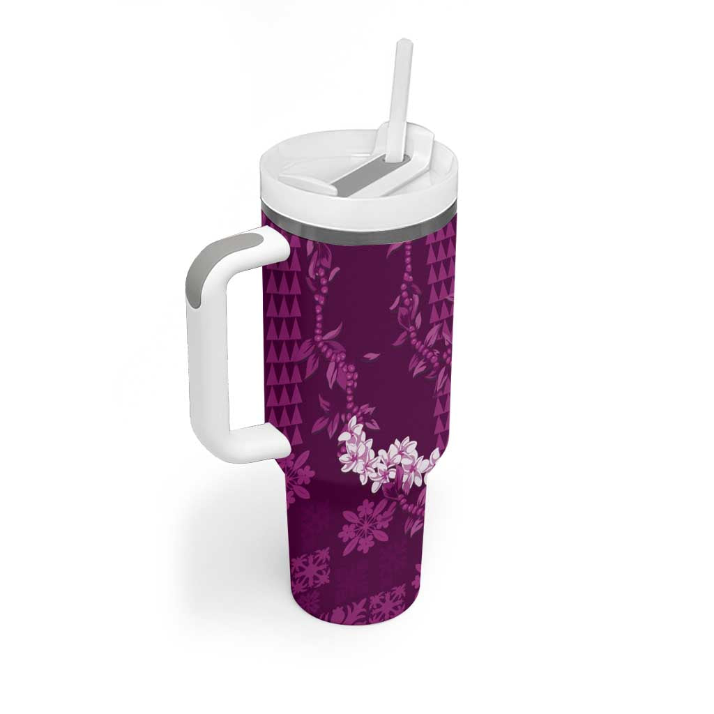 Mokihana Maile and Ilima Leis Tumbler With Handle Akala Hawaiian Tapa Quilt Pattern - Polynesian Pride
