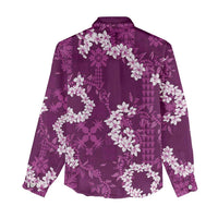 Mokihana Maile and Ilima Leis Women Casual Shirt Akala Hawaiian Tapa Quilt Pattern - Polynesian Pride