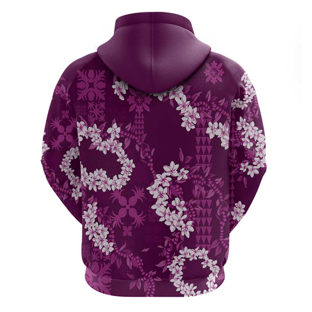 Mokihana Maile and Ilima Leis Zip Hoodie Akala Hawaiian Tapa Quilt Pattern - Polynesian Pride