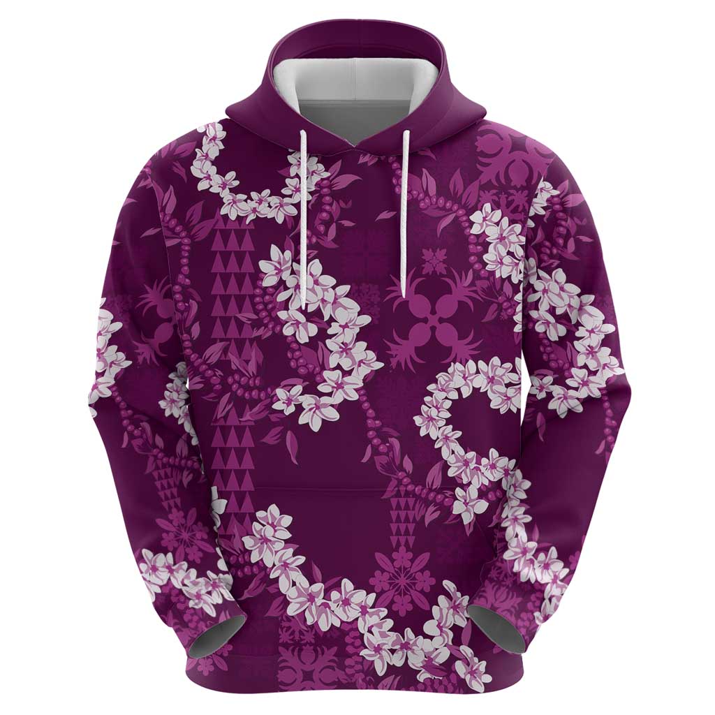 Mokihana Maile and Ilima Leis Zip Hoodie Akala Hawaiian Tapa Quilt Pattern - Polynesian Pride