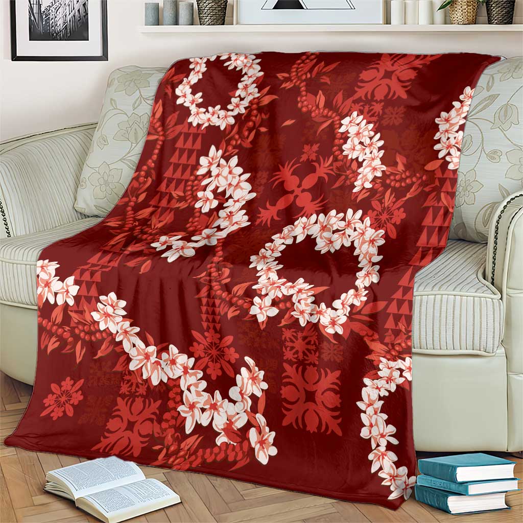 Mokihana Maile and Ilima Leis Blanket Ulaʻula Hawaiian Tapa Quilt Pattern - Polynesian Pride