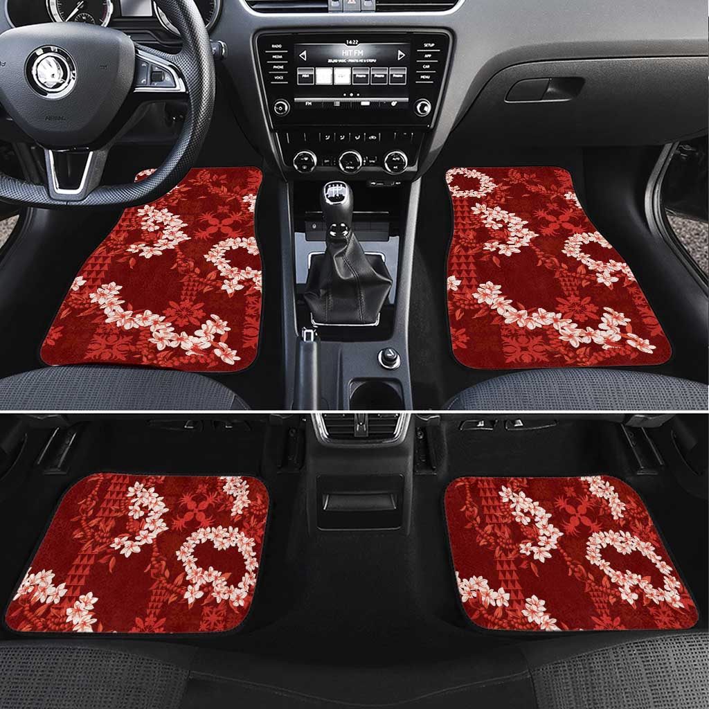 Mokihana Maile and Ilima Leis Car Mats Ulaʻula Hawaiian Tapa Quilt Pattern - Polynesian Pride