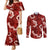 Mokihana Maile and Ilima Leis Couples Matching Mermaid Dress and Long Sleeve Button Shirt Ulaʻula Hawaiian Tapa Quilt Pattern - Polynesian Pride