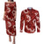 Mokihana Maile and Ilima Leis Couples Matching Puletasi and Long Sleeve Button Shirt Ulaʻula Hawaiian Tapa Quilt Pattern - Polynesian Pride