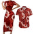 Mokihana Maile and Ilima Leis Couples Matching Short Sleeve Bodycon Dress and Hawaiian Shirt Ulaʻula Hawaiian Tapa Quilt Pattern - Polynesian Pride