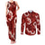 Mokihana Maile and Ilima Leis Couples Matching Tank Maxi Dress and Long Sleeve Button Shirt Ulaʻula Hawaiian Tapa Quilt Pattern - Polynesian Pride