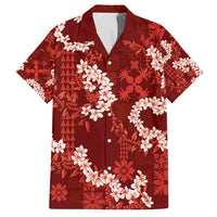 Mokihana Maile and Ilima Leis Family Matching Long Sleeve Bodycon Dress and Hawaiian Shirt Ulaʻula Hawaiian Tapa Quilt Pattern - Polynesian Pride