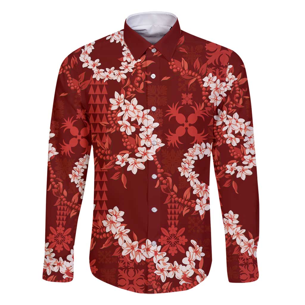 Mokihana Maile and Ilima Leis Family Matching Mermaid Dress and Hawaiian Shirt Ulaʻula Hawaiian Tapa Quilt Pattern - Polynesian Pride