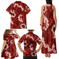 Mokihana Maile and Ilima Leis Family Matching Tank Maxi Dress and Hawaiian Shirt Ulaʻula Hawaiian Tapa Quilt Pattern - Polynesian Pride