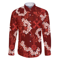 Mokihana Maile and Ilima Leis Family Matching Tank Maxi Dress and Hawaiian Shirt Ulaʻula Hawaiian Tapa Quilt Pattern - Polynesian Pride