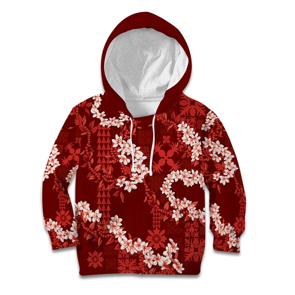 Mokihana Maile and Ilima Leis Kid Hoodie Ulaʻula Hawaiian Tapa Quilt Pattern - Polynesian Pride