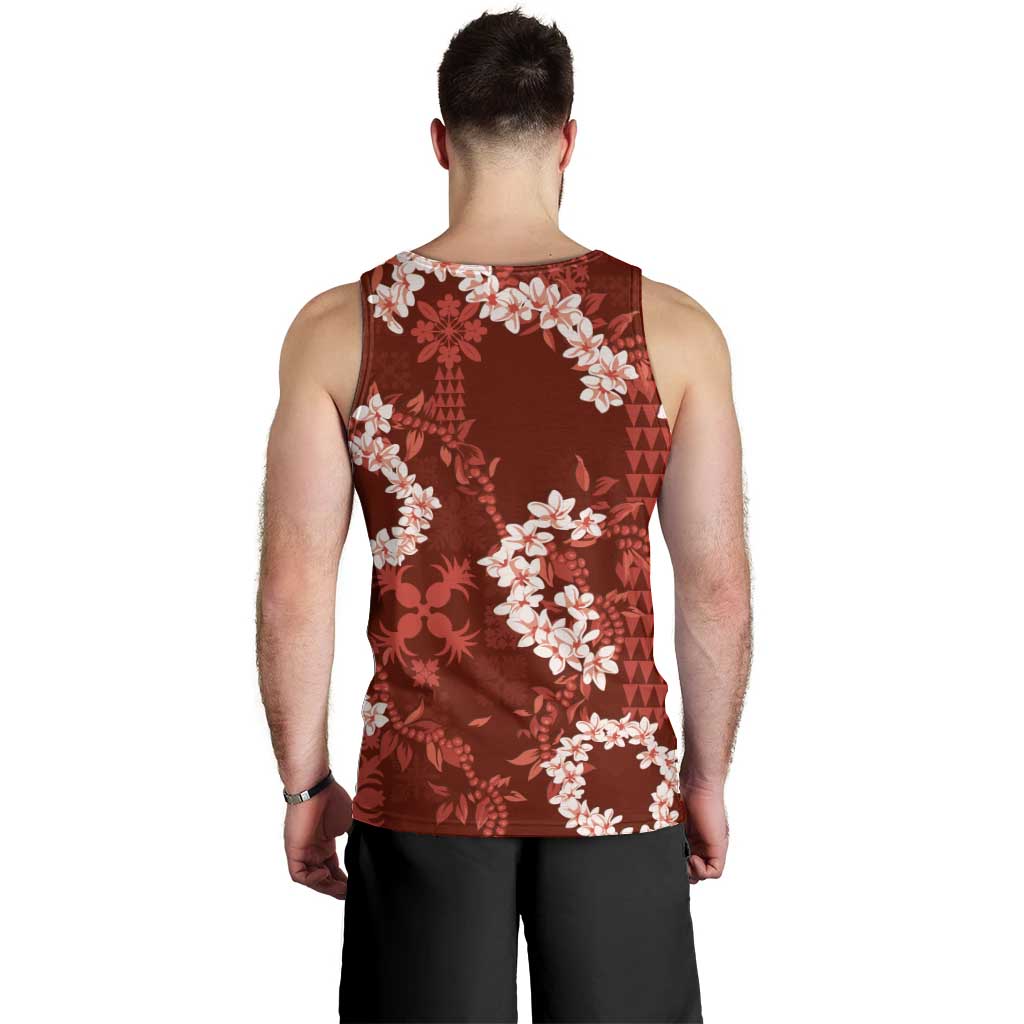 Mokihana Maile and Ilima Leis Men Tank Top Ulaʻula Hawaiian Tapa Quilt Pattern - Polynesian Pride