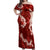 Mokihana Maile and Ilima Leis Off Shoulder Maxi Dress Ulaʻula Hawaiian Tapa Quilt Pattern - Polynesian Pride