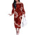 Mokihana Maile and Ilima Leis Off The Shoulder Long Sleeve Dress Ulaʻula Hawaiian Tapa Quilt Pattern - Polynesian Pride
