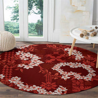 Mokihana Maile and Ilima Leis Round Carpet Ulaʻula Hawaiian Tapa Quilt Pattern - Polynesian Pride
