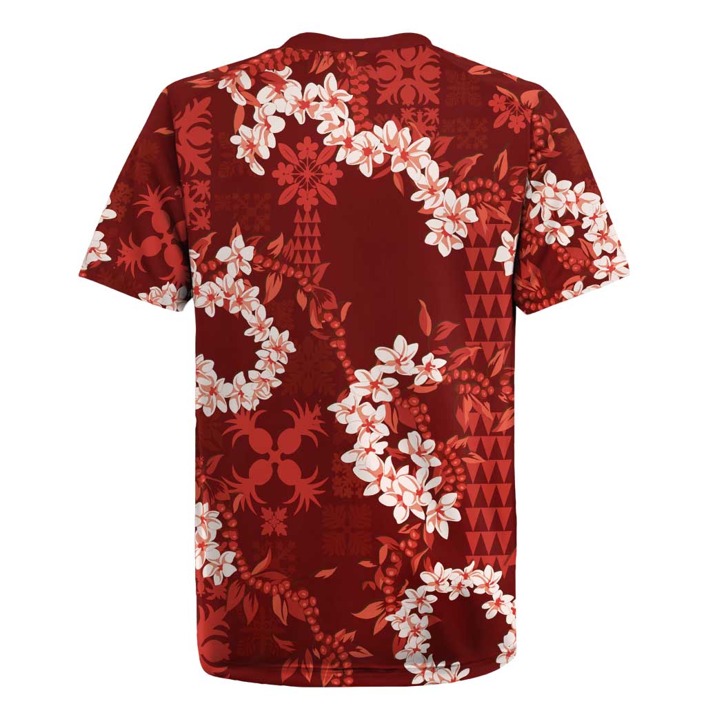 Mokihana Maile and Ilima Leis Rugby Jersey Ulaʻula Hawaiian Tapa Quilt Pattern LT9 - Polynesian Pride