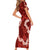 Mokihana Maile and Ilima Leis Short Sleeve Bodycon Dress Ulaʻula Hawaiian Tapa Quilt Pattern - Polynesian Pride