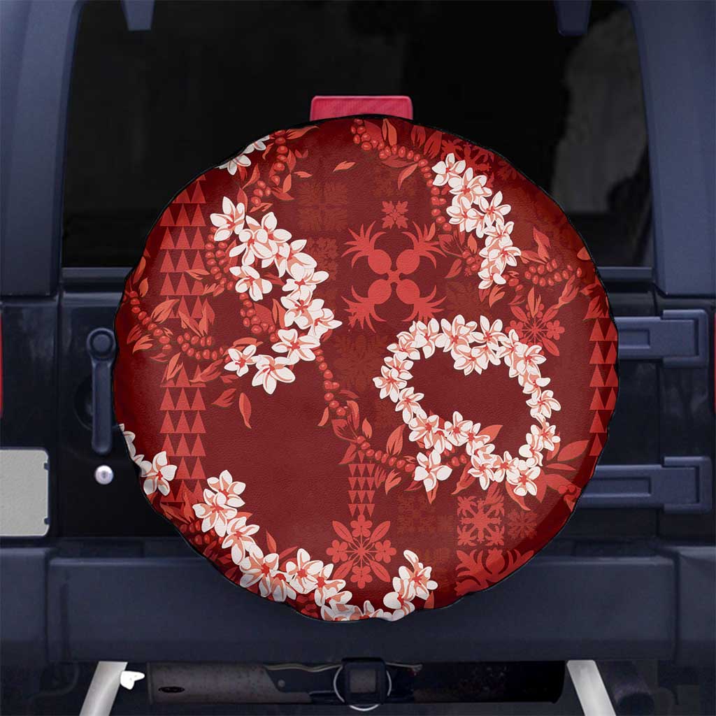 Mokihana Maile and Ilima Leis Spare Tire Cover Ulaʻula Hawaiian Tapa Quilt Pattern - Polynesian Pride