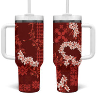 Mokihana Maile and Ilima Leis Tumbler With Handle Ulaʻula Hawaiian Tapa Quilt Pattern - Polynesian Pride