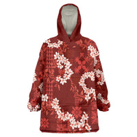 Mokihana Maile and Ilima Leis Wearable Blanket Hoodie Ulaʻula Hawaiian Tapa Quilt Pattern - Polynesian Pride