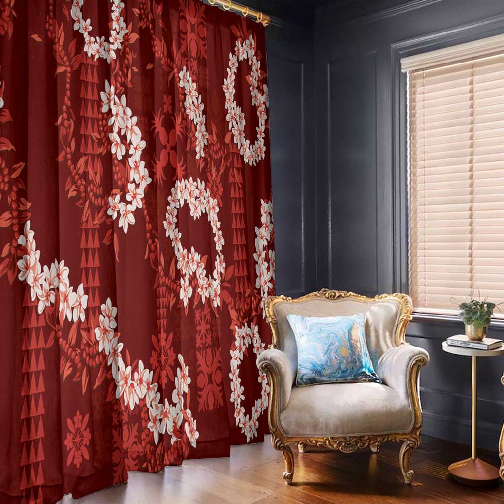 Mokihana Maile and Ilima Leis Window Curtain Ulaʻula Hawaiian Tapa Quilt Pattern - Polynesian Pride