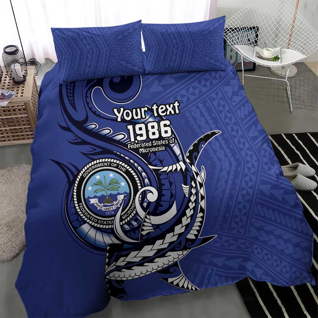 Personalized FSM 1986 Independence Day Bedding Set Polynesian Shark Tattoo Style LT9 - Polynesian Pride