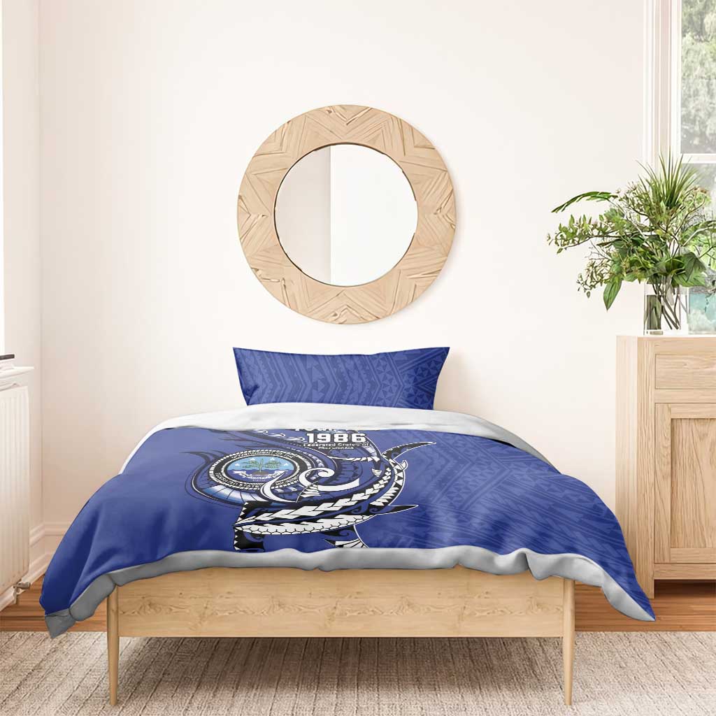 Personalized FSM 1986 Independence Day Bedding Set Polynesian Shark Tattoo Style LT9 - Polynesian Pride