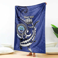 Personalized FSM 1986 Independence Day Blanket Polynesian Shark Tattoo Style
