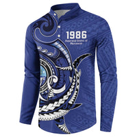 Personalized FSM 1986 Independence Day Button Sweatshirt Polynesian Shark Tattoo Style LT9 - Polynesian Pride
