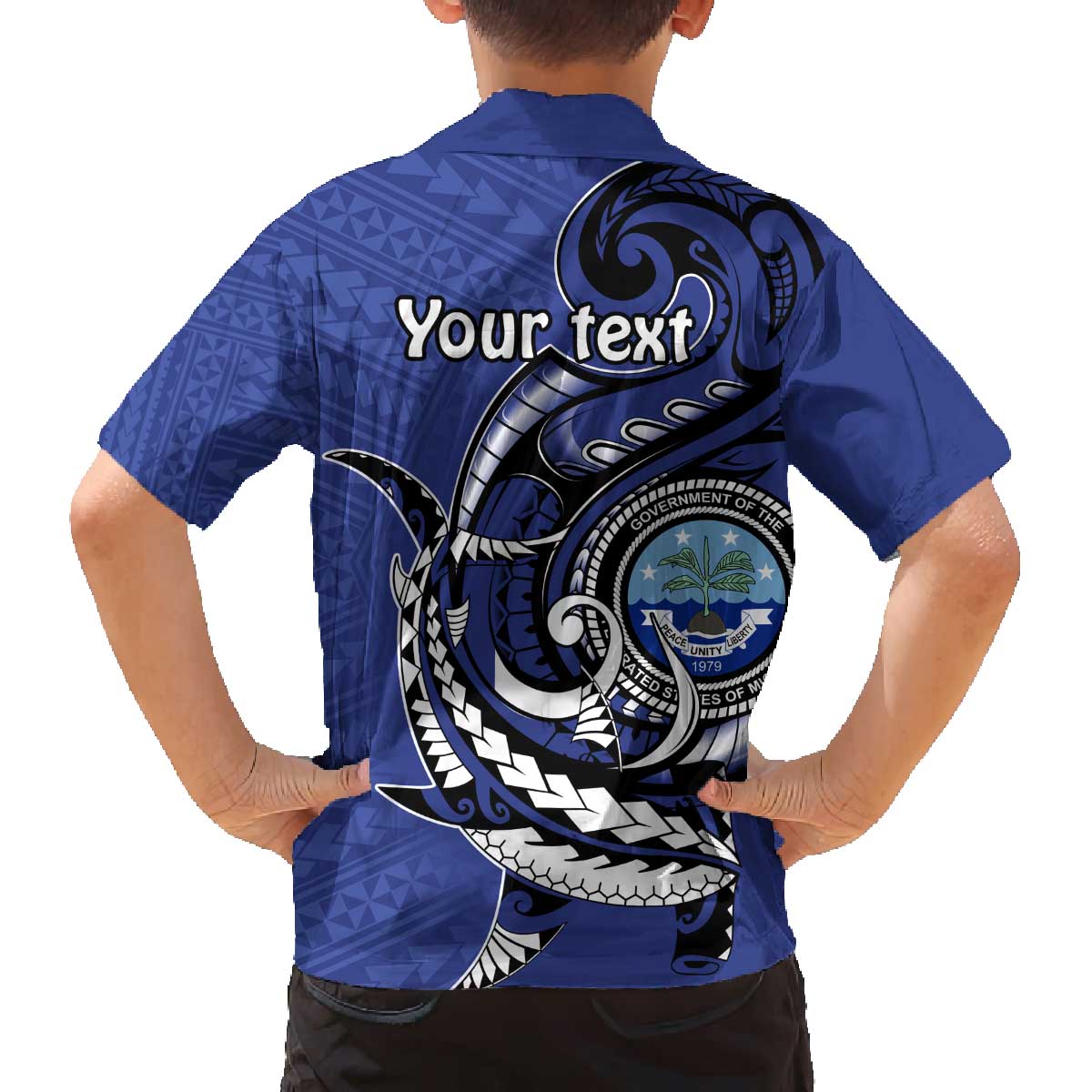 Personalized FSM 1986 Independence Day Family Matching Off The Shoulder Long Sleeve Dress and Hawaiian Shirt Polynesian Shark Tattoo Style LT9 - Polynesian Pride