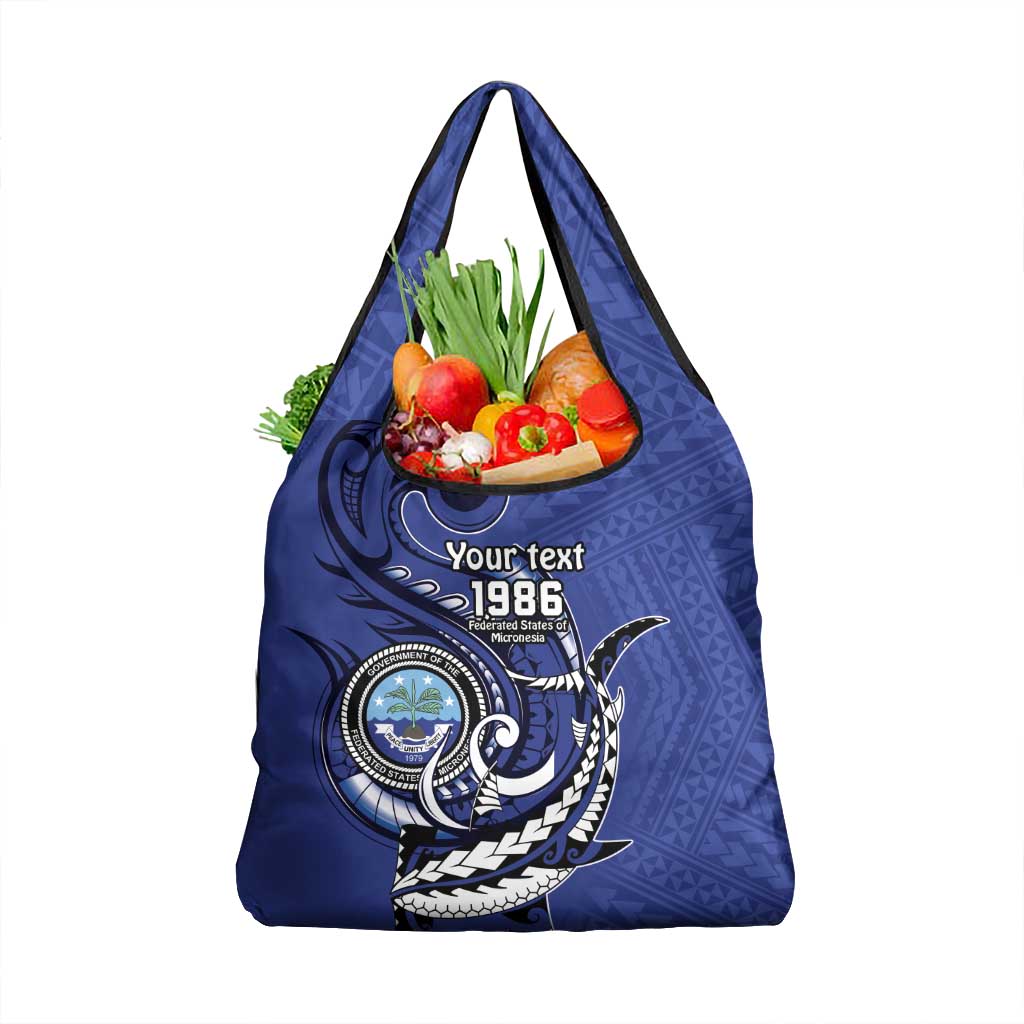 Personalized FSM 1986 Independence Day Grocery Bag Polynesian Shark Tattoo Style LT9 1-pack One Size Blue - Polynesian Pride