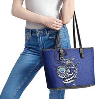 Personalized FSM 1986 Independence Day Leather Tote Bag Polynesian Shark Tattoo Style LT9 - Polynesian Pride