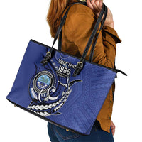 Personalized FSM 1986 Independence Day Leather Tote Bag Polynesian Shark Tattoo Style LT9 - Polynesian Pride