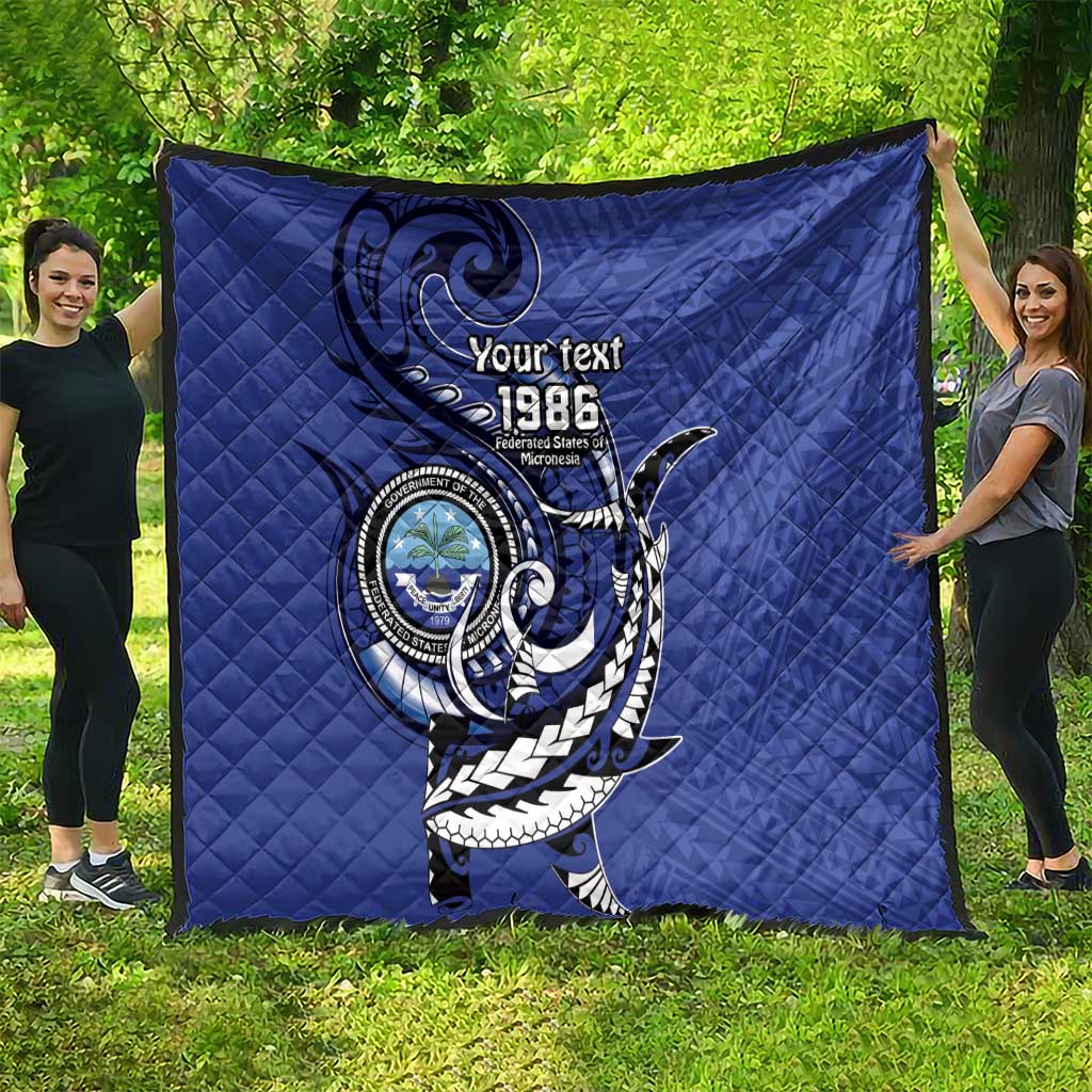 Personalized FSM 1986 Independence Day Quilt Polynesian Shark Tattoo Style LT9 - Polynesian Pride