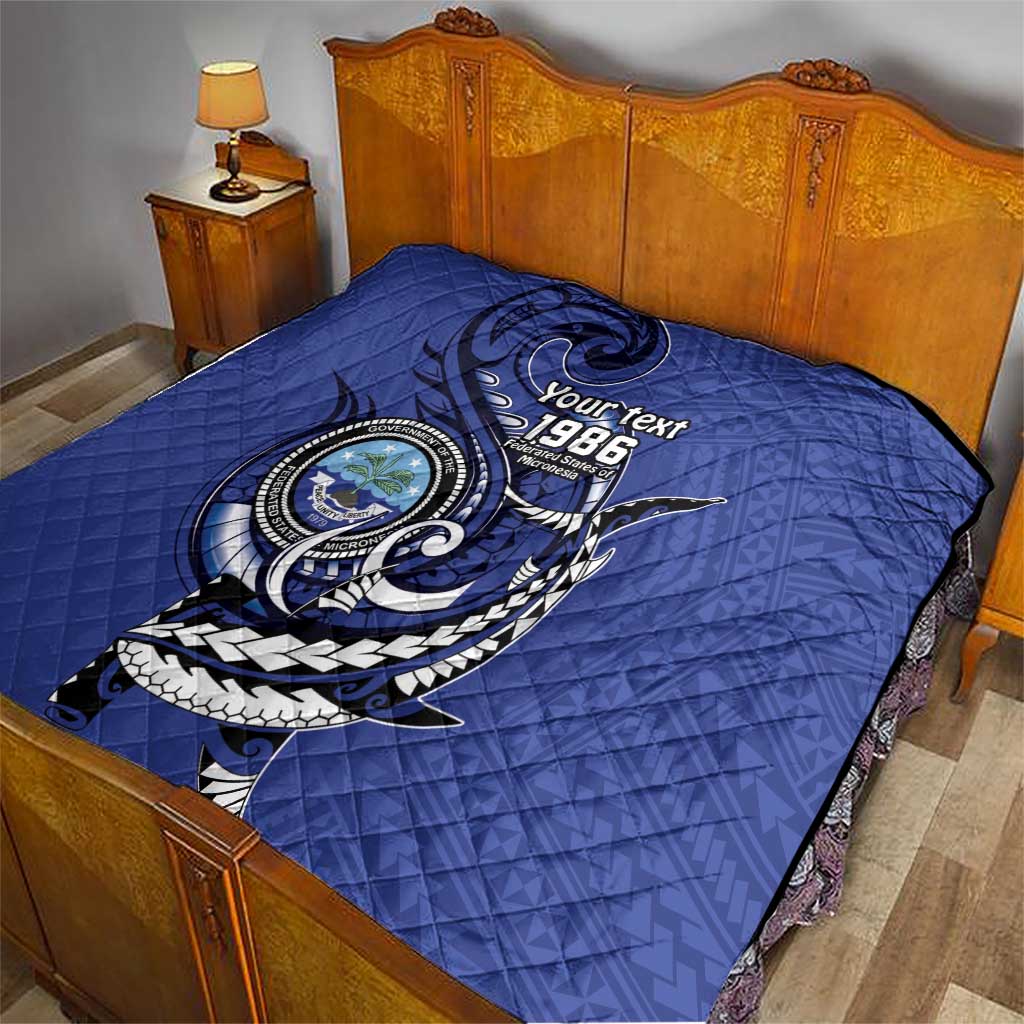 Personalized FSM 1986 Independence Day Quilt Polynesian Shark Tattoo Style LT9 - Polynesian Pride