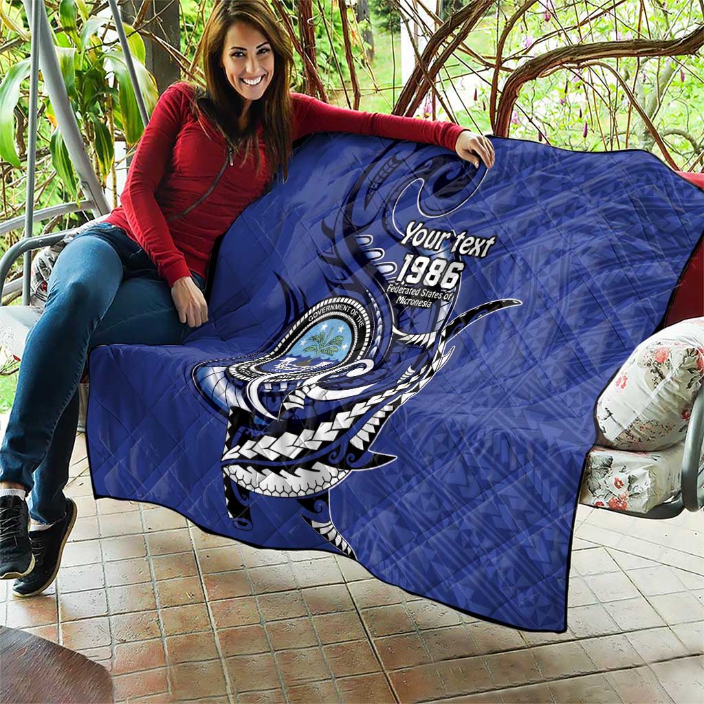 Personalized FSM 1986 Independence Day Quilt Polynesian Shark Tattoo Style LT9 - Polynesian Pride