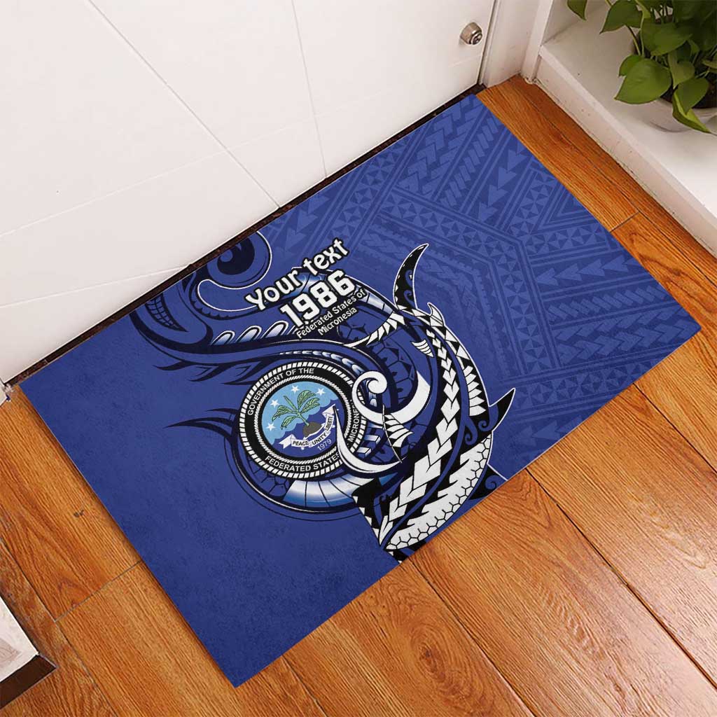 Personalized FSM 1986 Independence Day Rubber Doormat Polynesian Shark Tattoo Style LT9 - Polynesian Pride