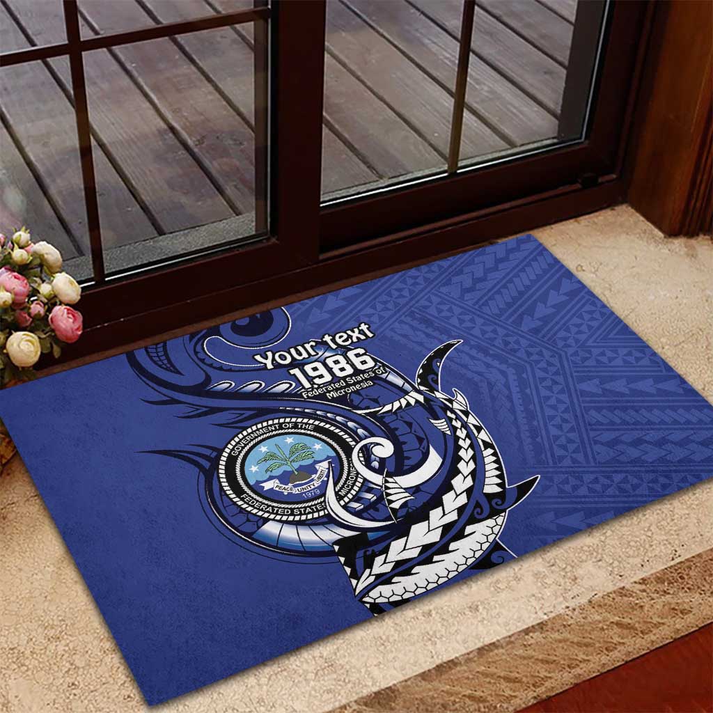 Personalized FSM 1986 Independence Day Rubber Doormat Polynesian Shark Tattoo Style LT9 - Polynesian Pride