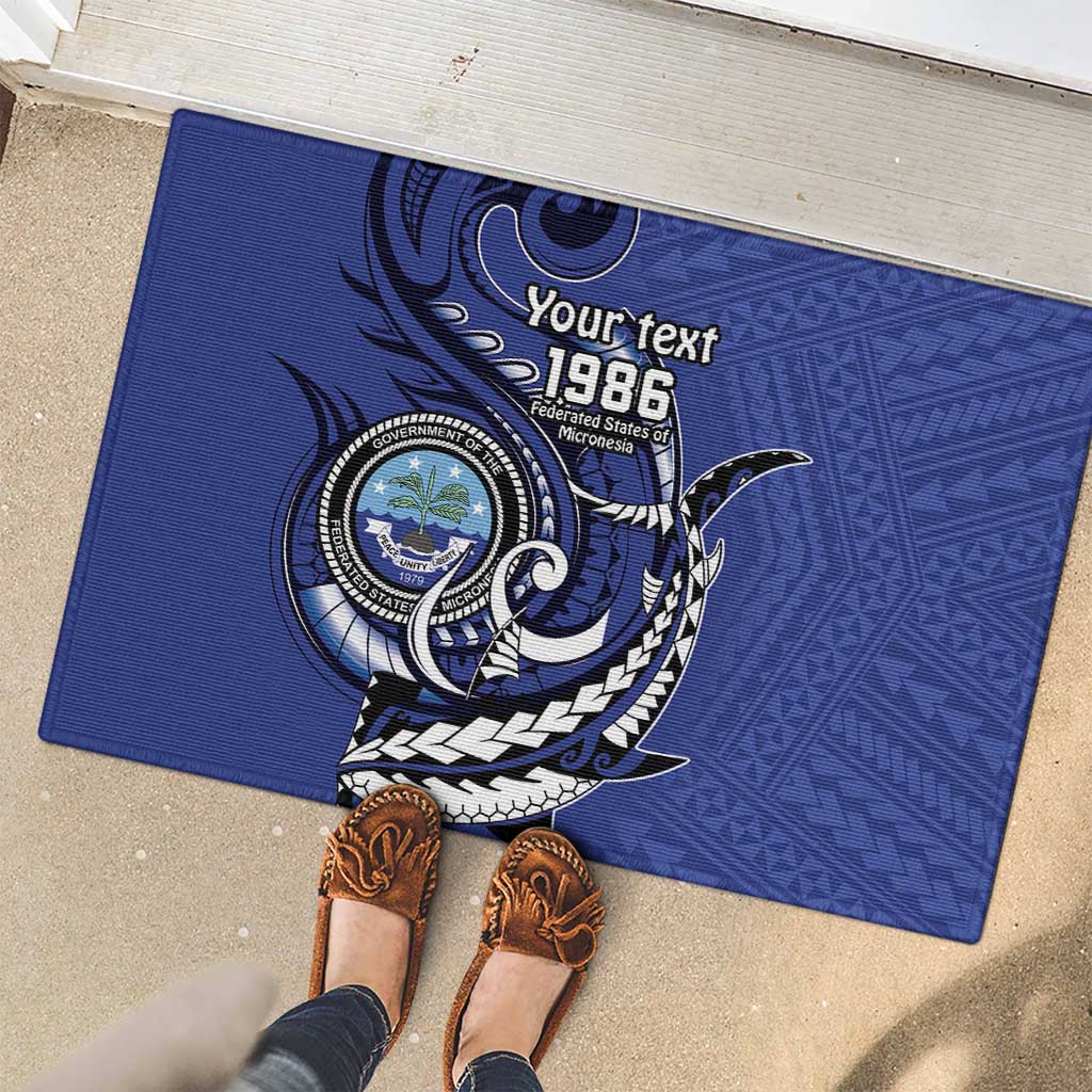 Personalized FSM 1986 Independence Day Rubber Doormat Polynesian Shark Tattoo Style LT9 - Polynesian Pride
