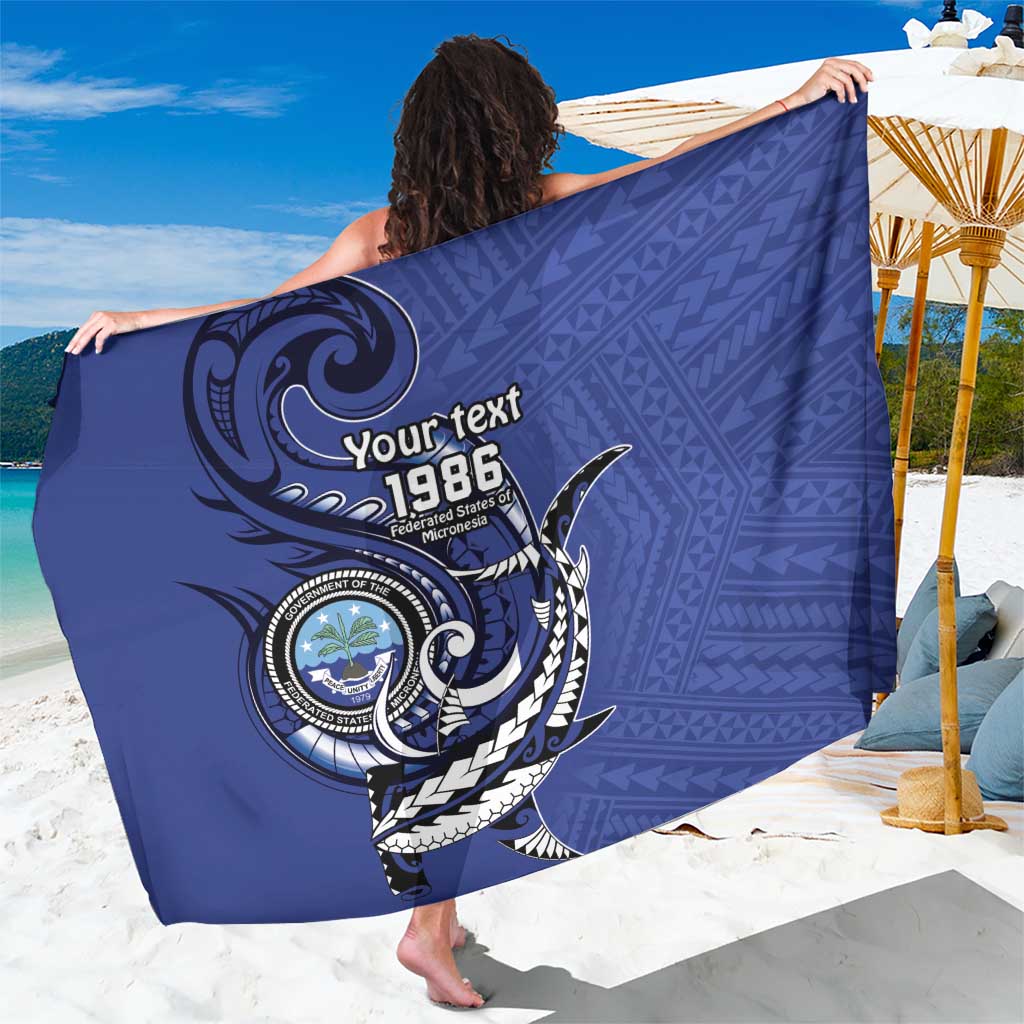 Personalized FSM 1986 Independence Day Sarong Polynesian Shark Tattoo Style LT9 One Size 44 x 66 inches Blue - Polynesian Pride