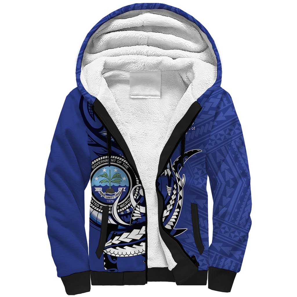 Personalized FSM 1986 Independence Day Sherpa Hoodie Polynesian Shark Tattoo Style LT9 Unisex Blue - Polynesian Pride