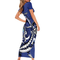 Personalized FSM 1986 Independence Day Short Sleeve Bodycon Dress Polynesian Shark Tattoo Style LT9 - Polynesian Pride