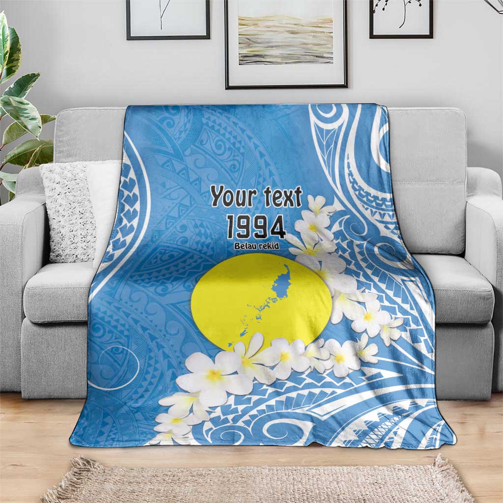 Personalized Palau 1994 Belau Rekid Blanket Polynesian Plumeria Style