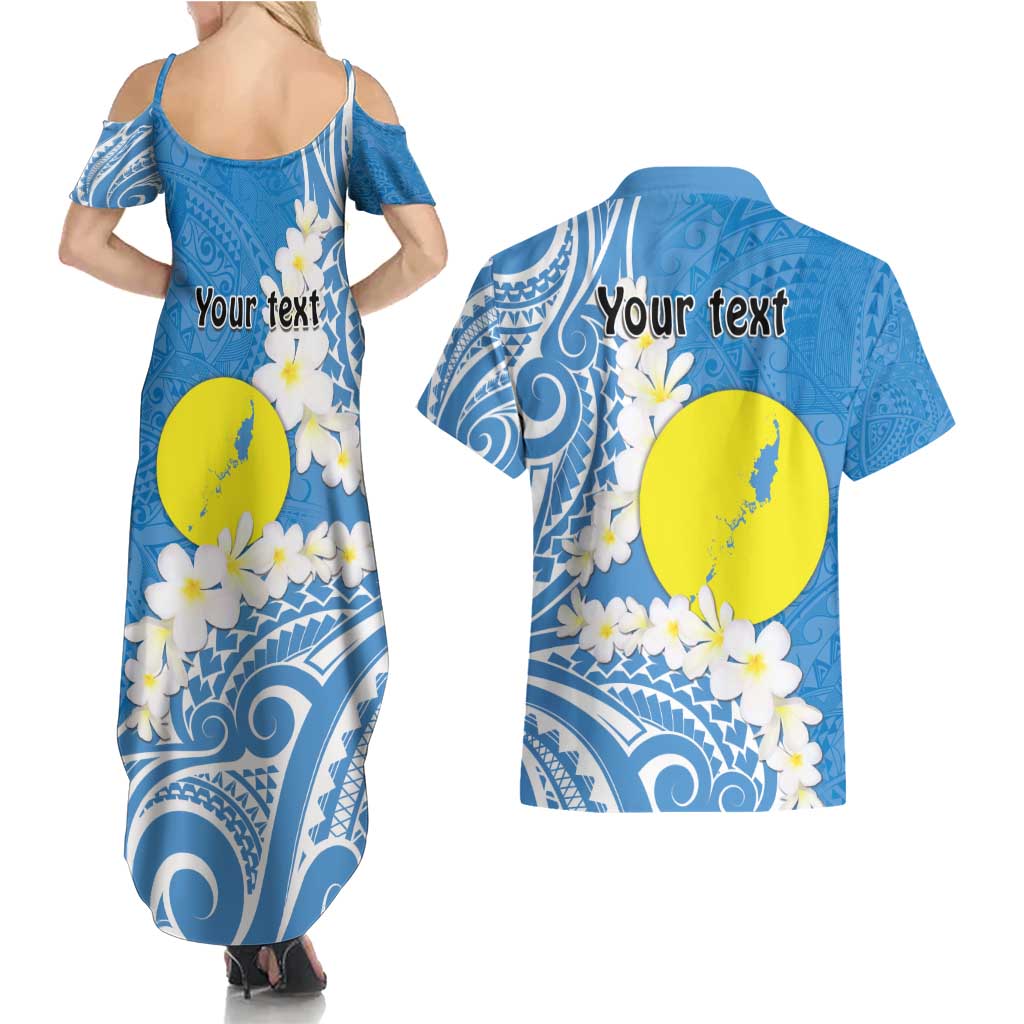 Personalized Palau 1994 Belau Rekid Couples Matching Summer Maxi Dress and Hawaiian Shirt Polynesian Plumeria Style