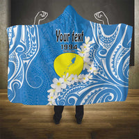 Personalized Palau 1994 Belau Rekid Hooded Blanket Polynesian Plumeria Style