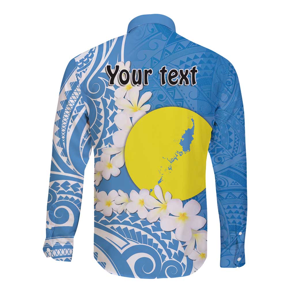 Personalized Palau 1994 Belau Rekid Long Sleeve Button Shirt Polynesian Plumeria Style
