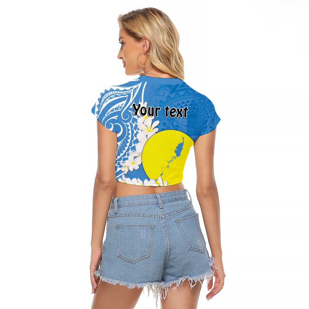Personalized Palau 1994 Belau Rekid Raglan Cropped T Shirt Polynesian Plumeria Style