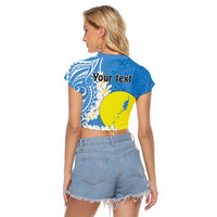 Personalized Palau 1994 Belau Rekid Raglan Cropped T Shirt Polynesian Plumeria Style